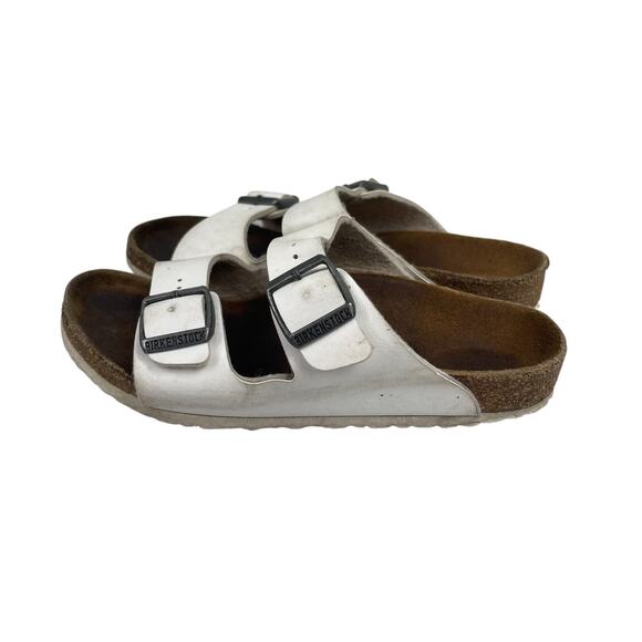 Birkenstock Girls White Leather Play Slip On Sandals Shoes Sz 1/32 205 L1 Beach - Picture 4 of 9